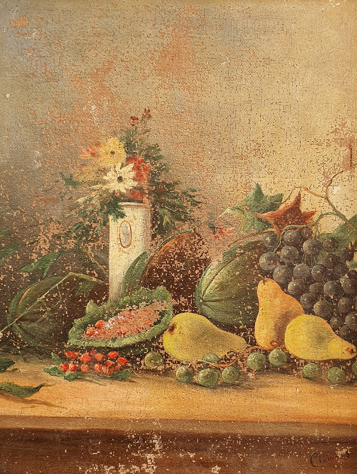 Natura Morta con Frutta | Dipinto Antico a olio, seconda metà '800
