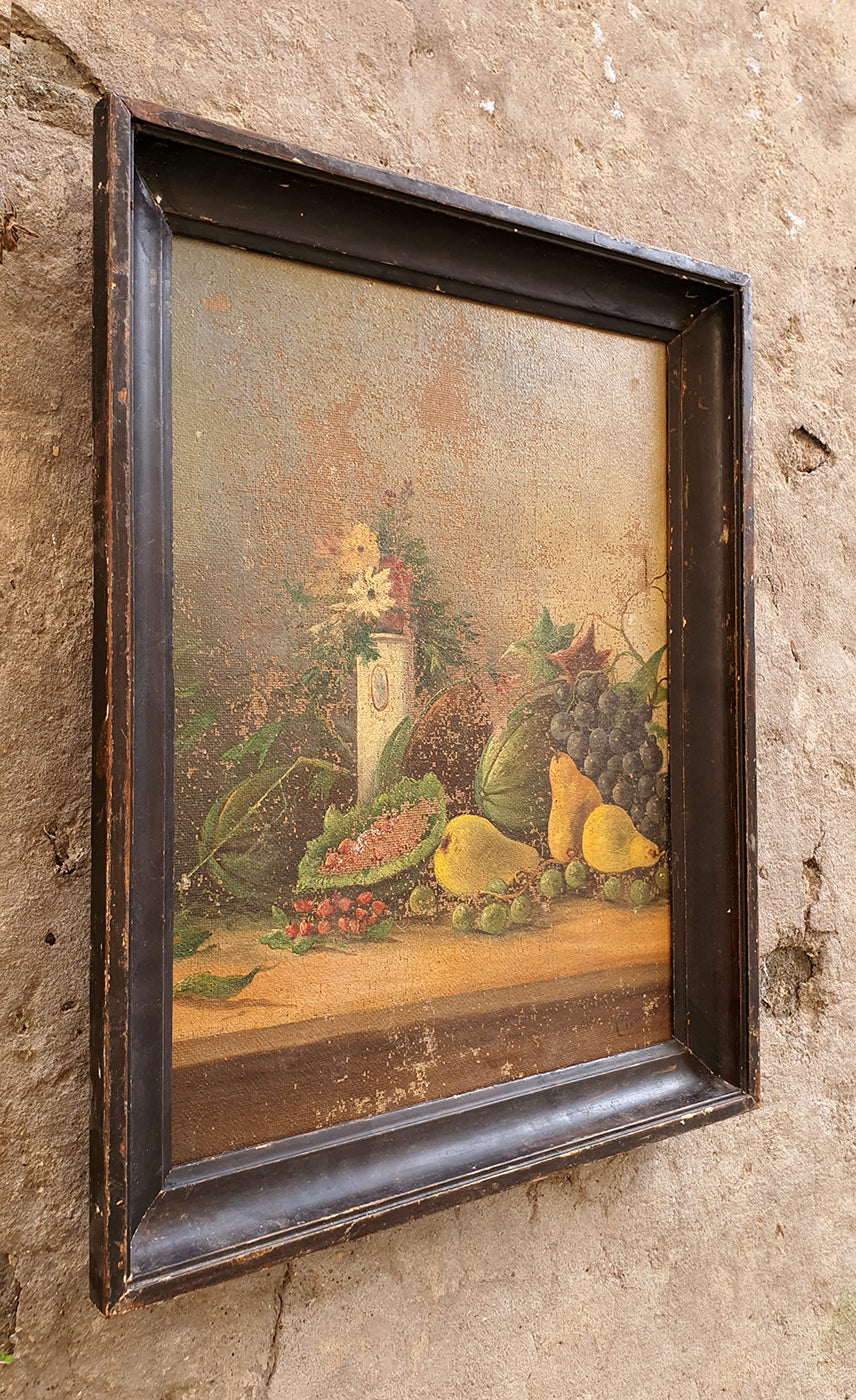 Natura Morta con Frutta | Dipinto Antico a olio, seconda metà '800