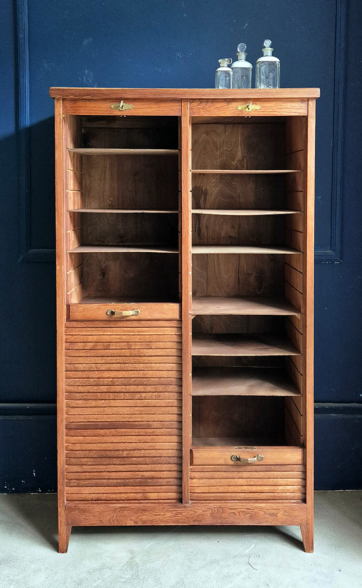 Schedario / Credenza a Doppia Serranda in legno | Primi '900