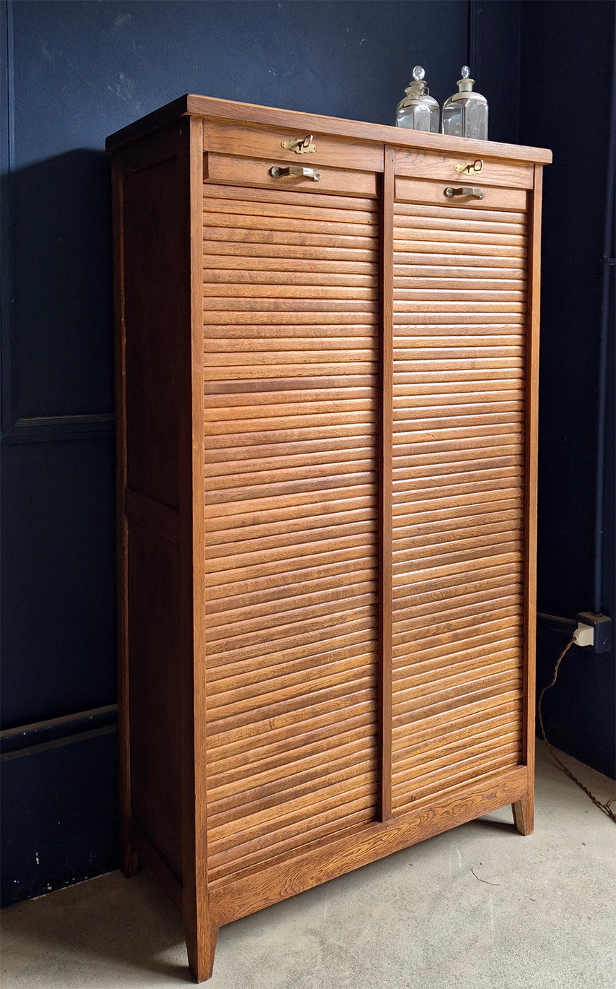 Schedario / Credenza a Doppia Serranda in legno | Primi '900