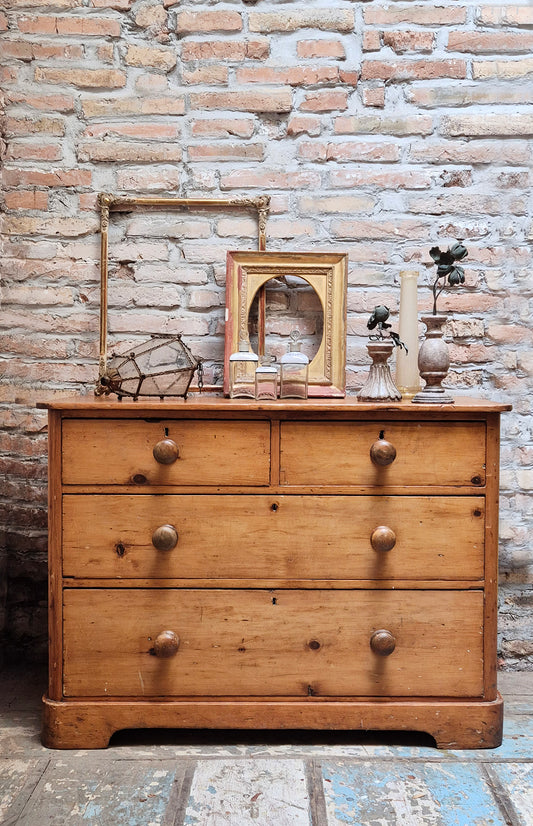 Cassettiera Antica in Pino Inglese a 4 cassetti | UK, metà '800