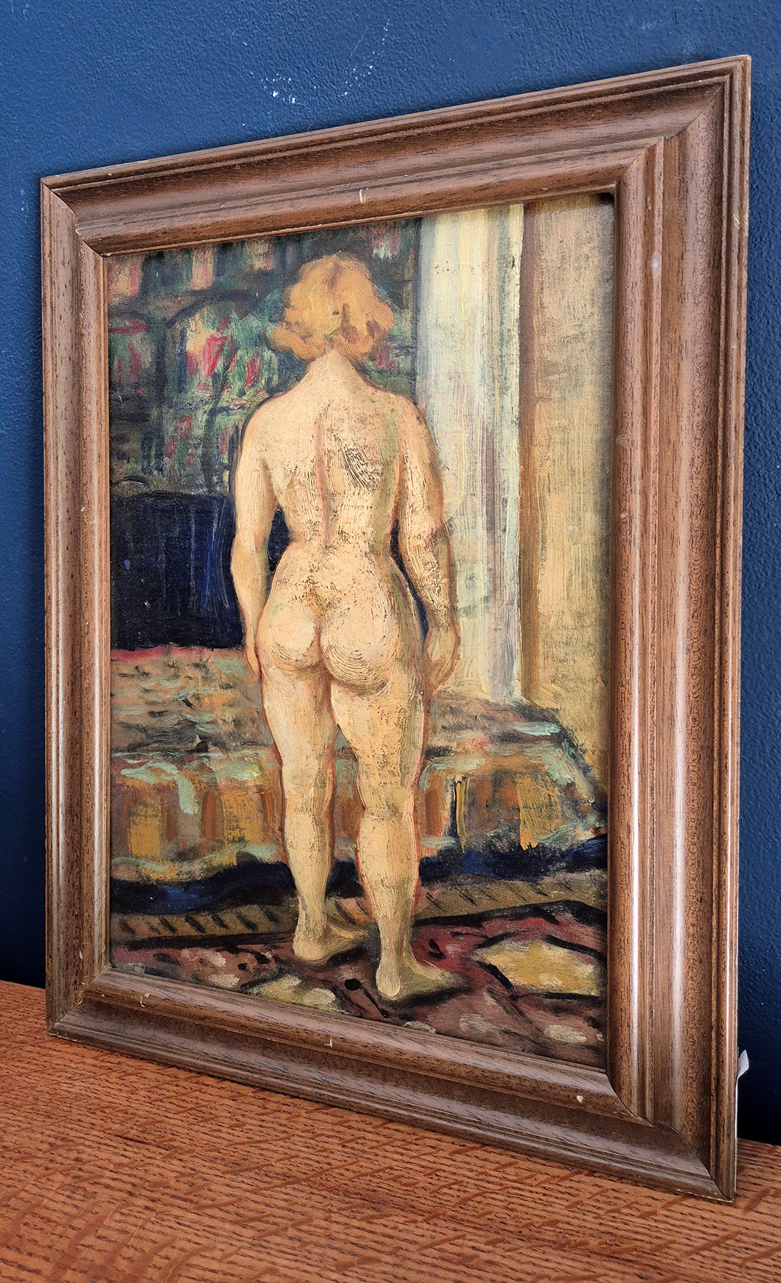 Antico Dipinto di Nudo di Donna dai Capelli Rossi | prima metà '900