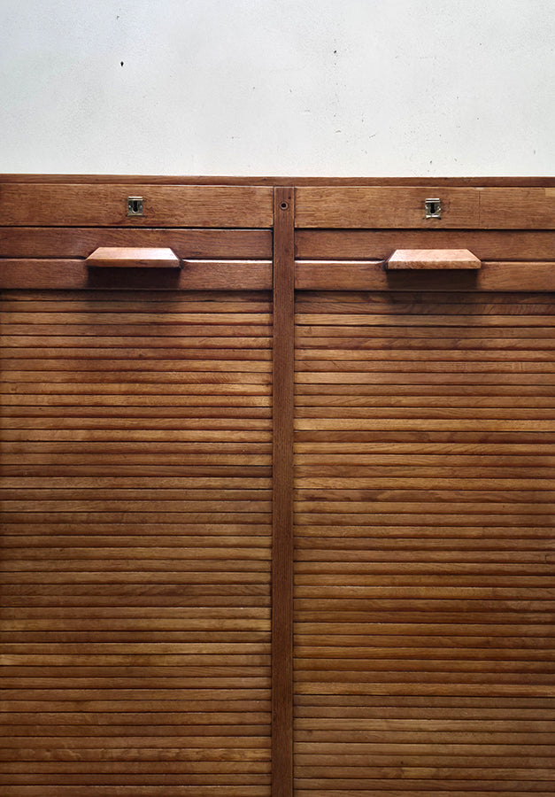 Schedario / Credenza a Tripla Serranda in Rovere | Inghilterra, Prima metà '900