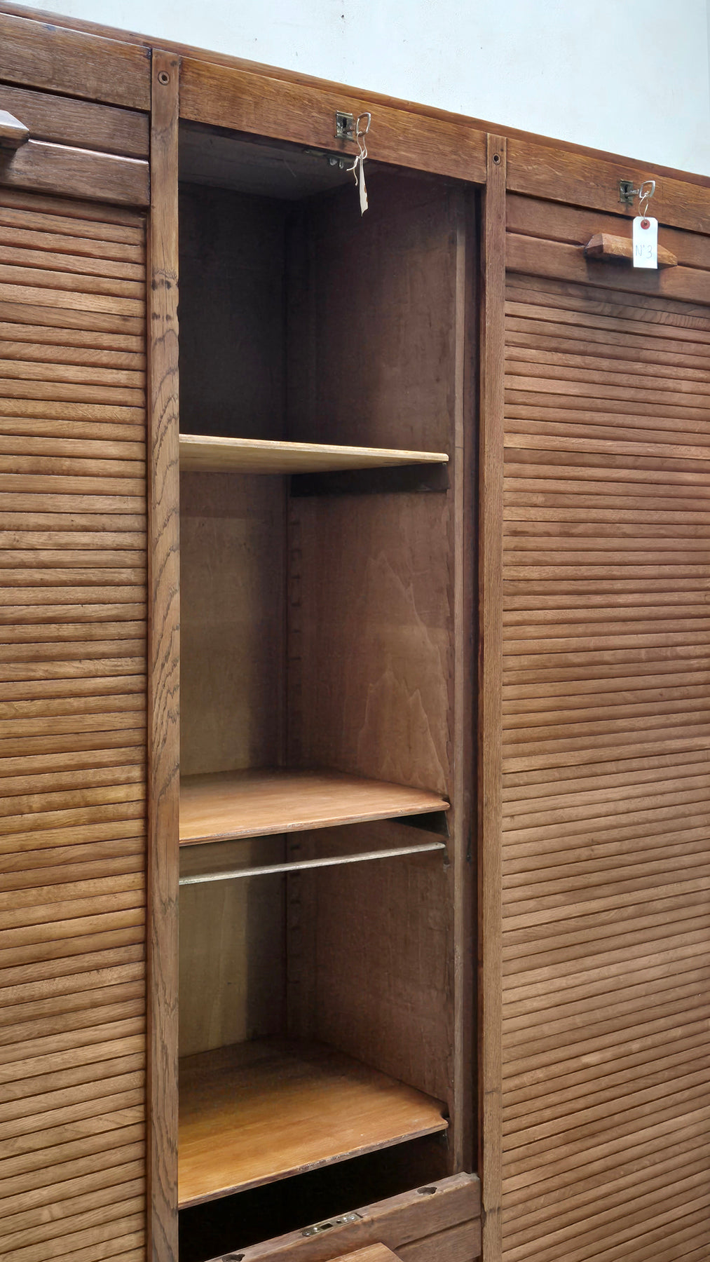 Schedario / Credenza a Tripla Serranda in Rovere | Inghilterra, Prima metà '900
