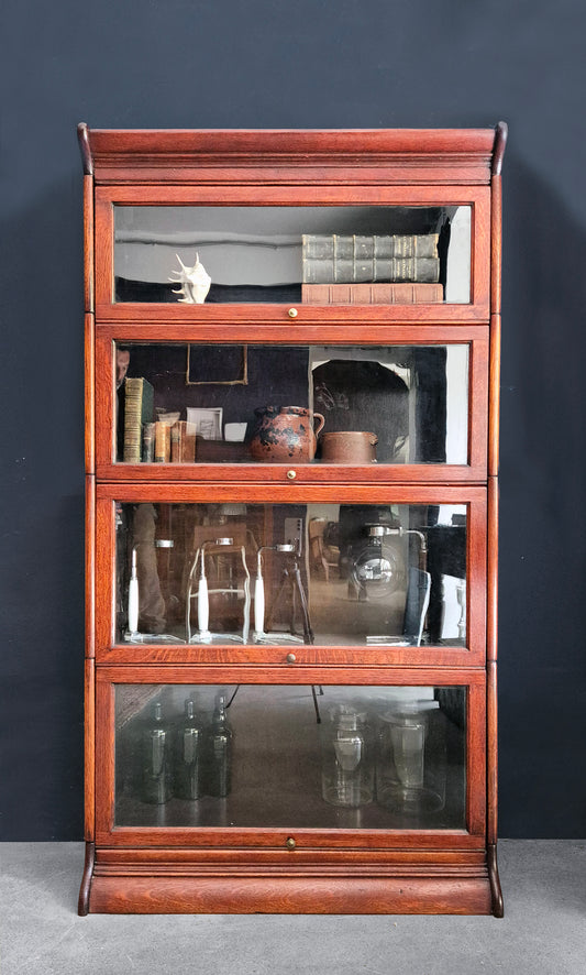 Vetrina / Libreria a 4 moduli in Rovere Tinto | Regno Unito, primi '900