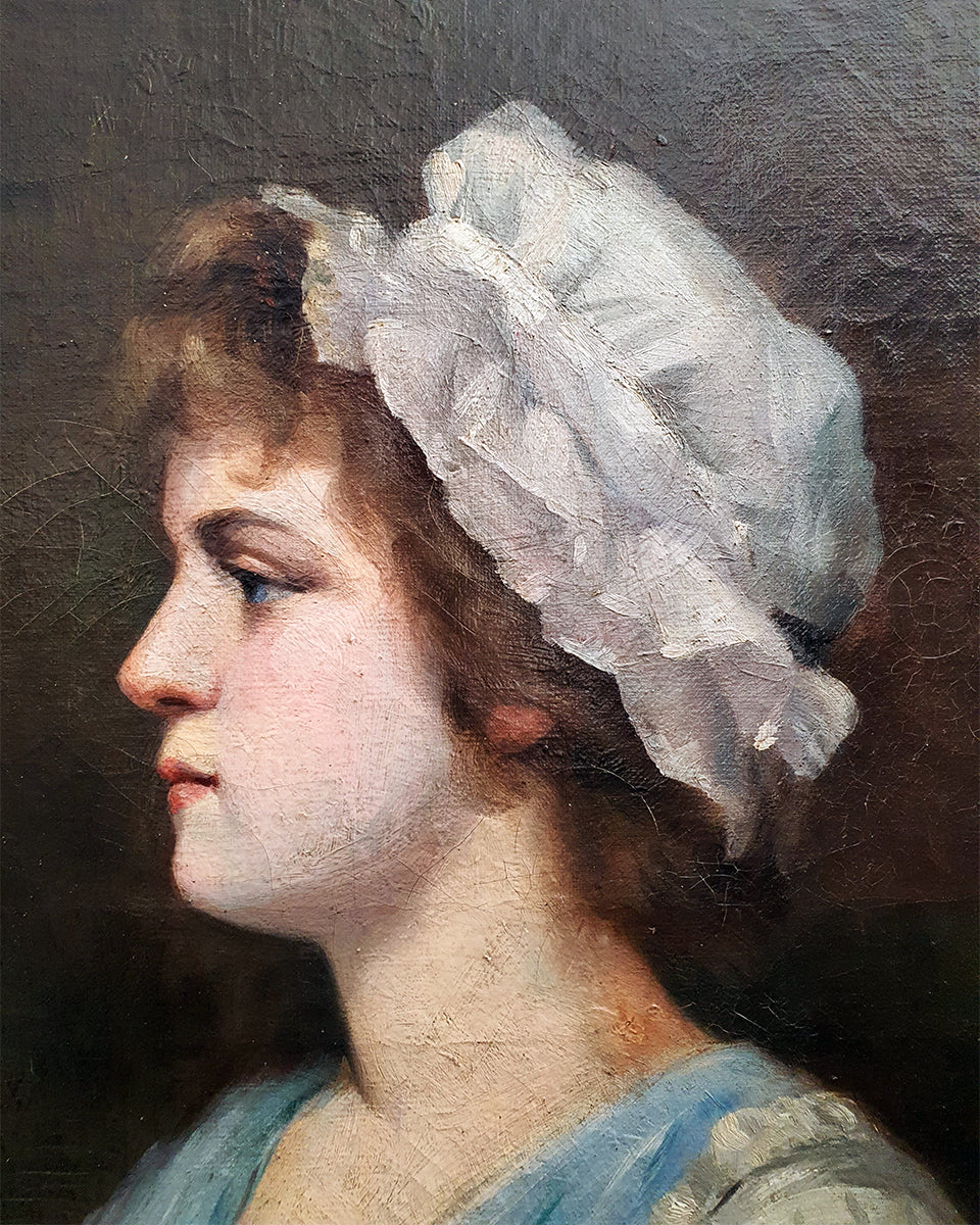 Ritratto di profilo di Nobile Giovane Donna con Cuffia | Francia, metà '800