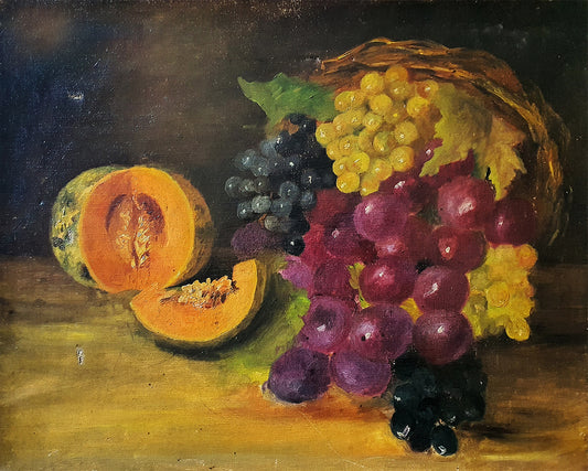 Natura Morta con Frutta | Dipinto Antico a olio, seconda metà '800
