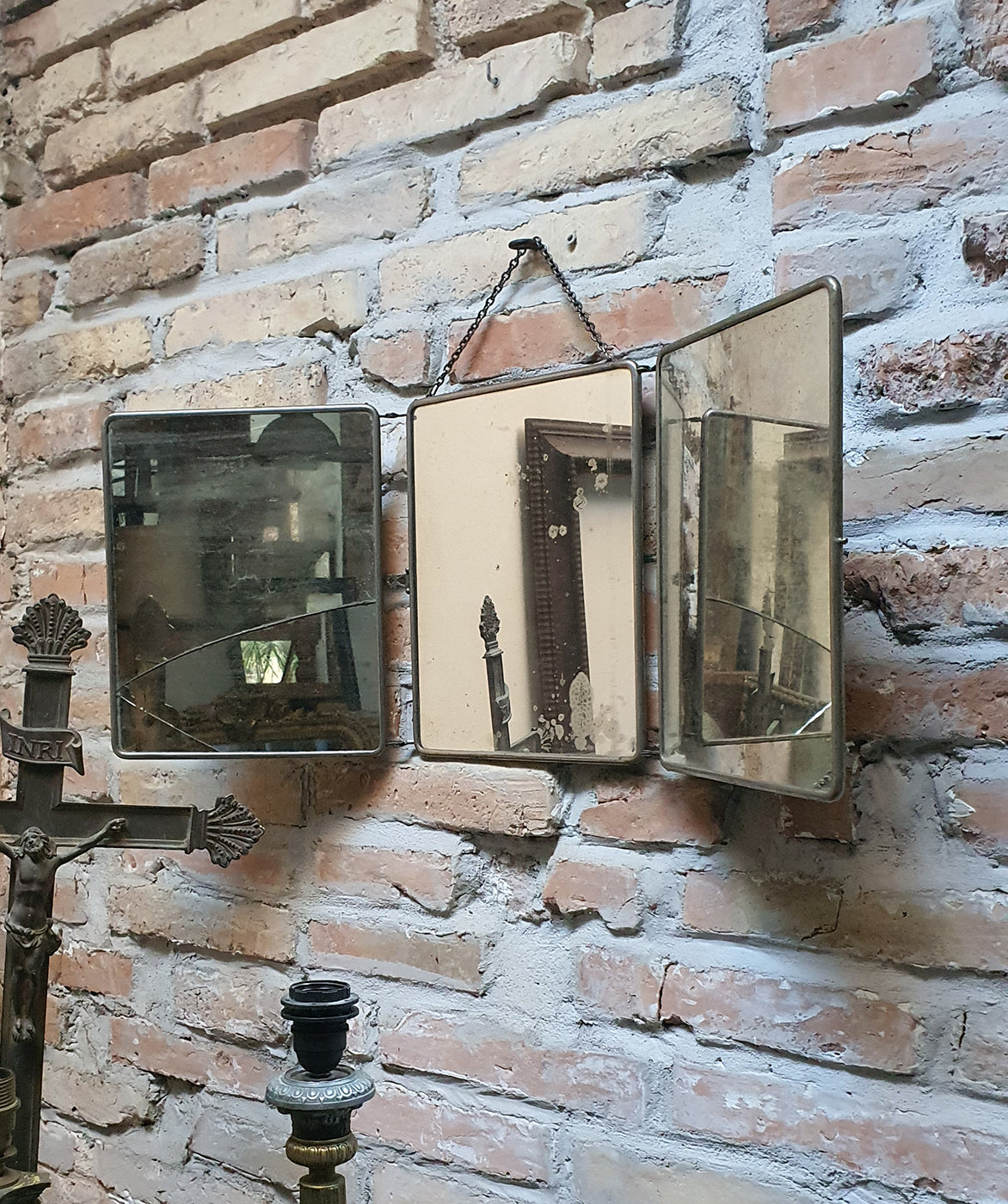 Specchio Antico Trittico da Barbiere | Francia, metà '800