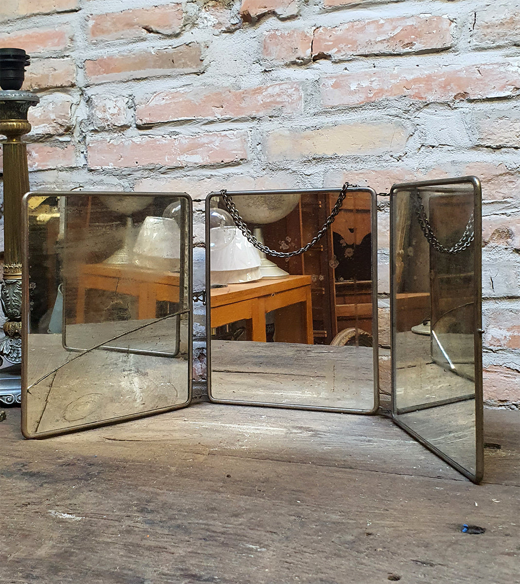 Specchio Antico Trittico da Barbiere | Francia, metà '800