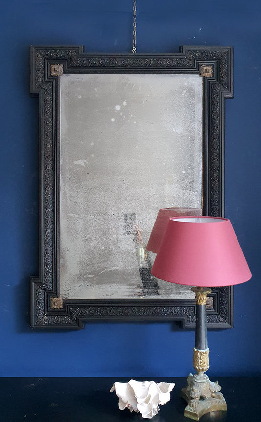Specchio Francese al Mercurio con Cornice Ebanizzata | fine '800