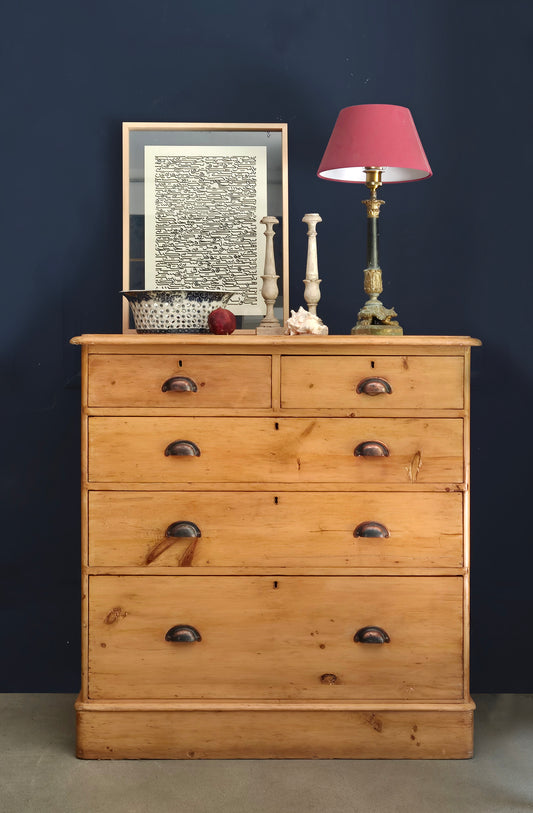 Cassettiera / Comò in Pino a 5 cassetti | UK, metà '800