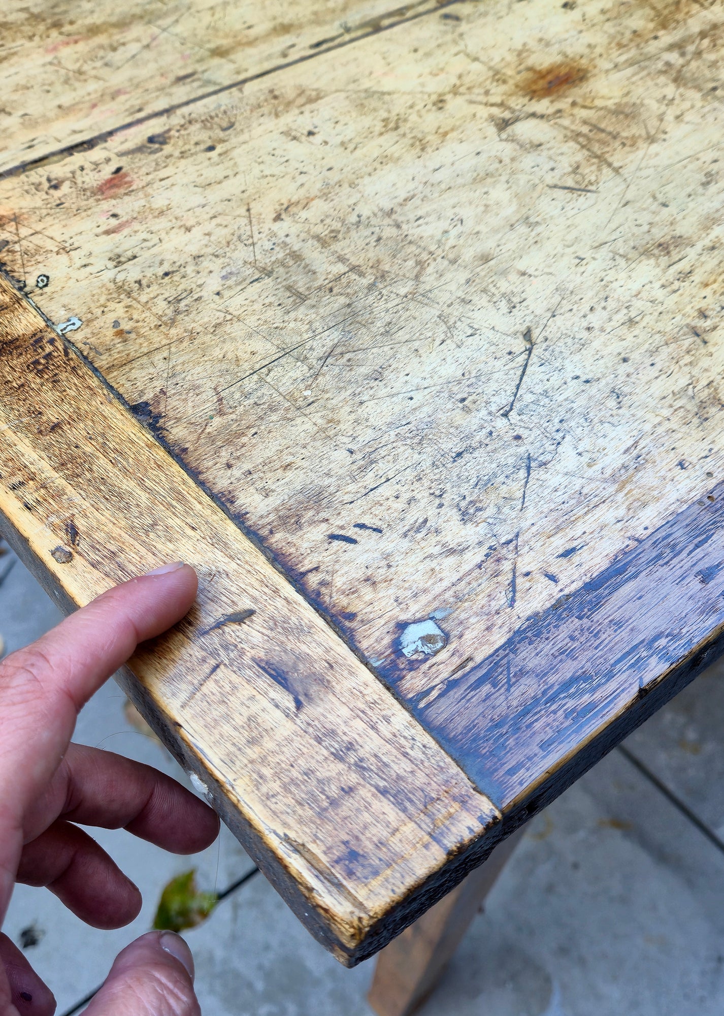 Tavolo Antico con bellissimo Top in Pioppo | '800