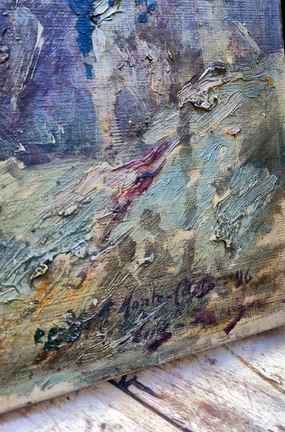 Dipinto Antico a Olio di paesaggio Costiera | Monte Carlo, 1896