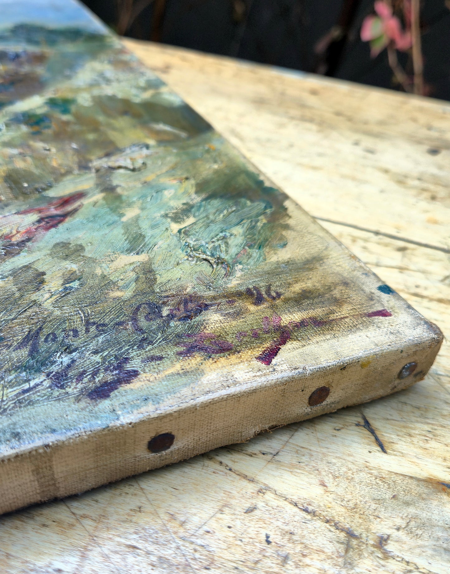 Dipinto Antico a Olio di paesaggio Costiera | Monte Carlo, 1896