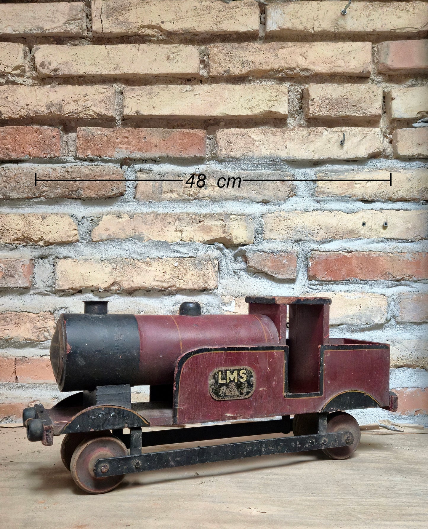 Trenino Giocattolo antico LMS Lines Bros Tri-ang anni ’30 in legno – 48 cm – Originale UK