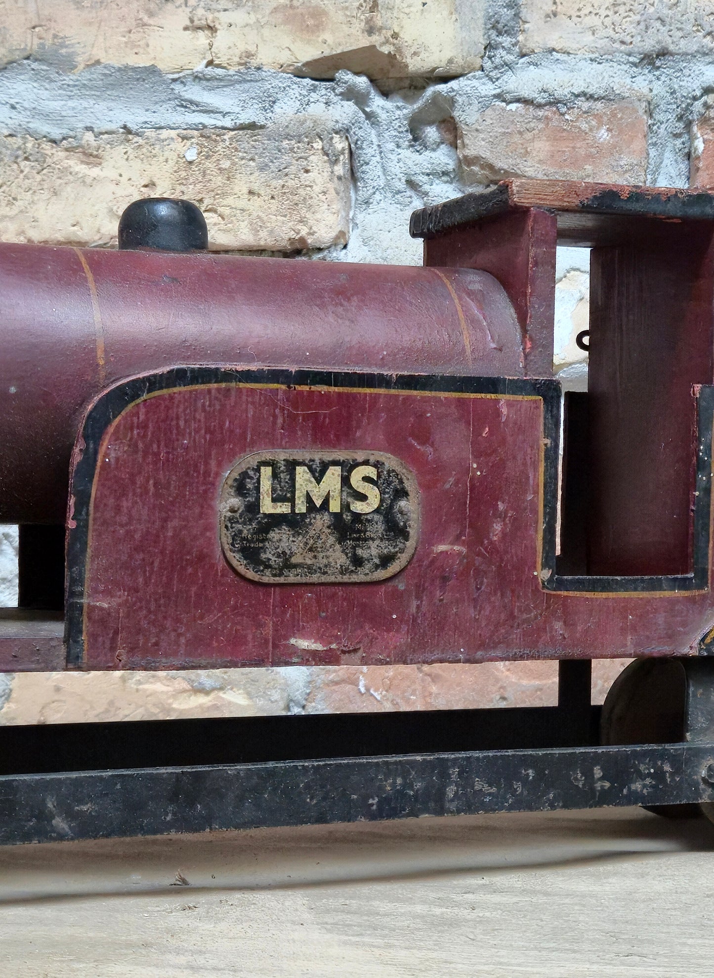 Trenino Giocattolo antico LMS Lines Bros Tri-ang anni ’30 in legno – 48 cm – Originale UK