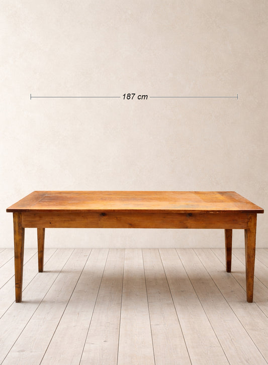 Tavolo Antico in Legno | TOP in Melo Massello - 187 cm - Raro