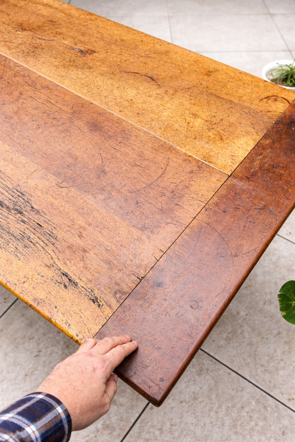 Tavolo Antico in Legno | TOP in Melo Massello - 187 cm - Raro