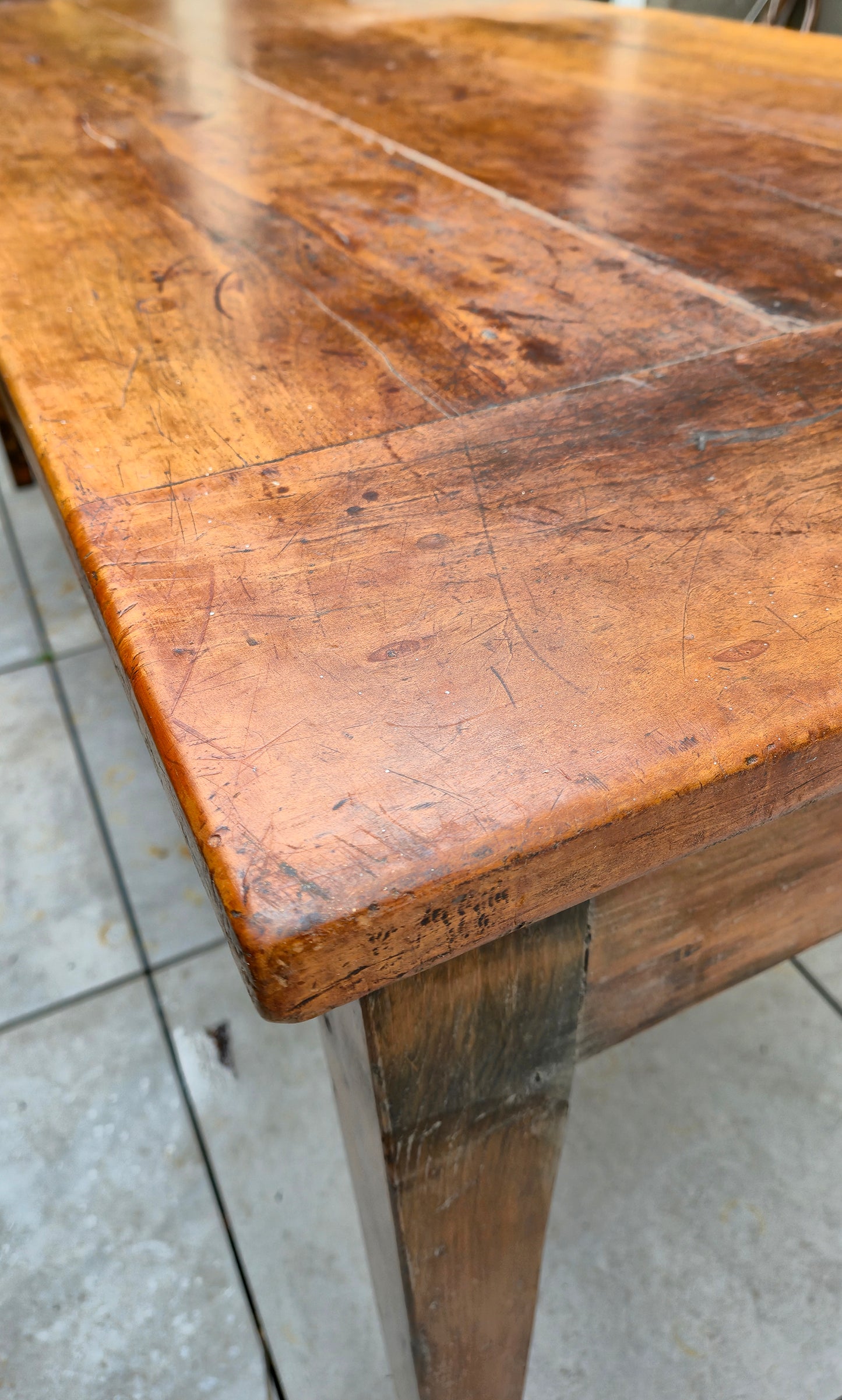 Tavolo Antico in Legno | TOP in Melo Massello - 187 cm - Raro