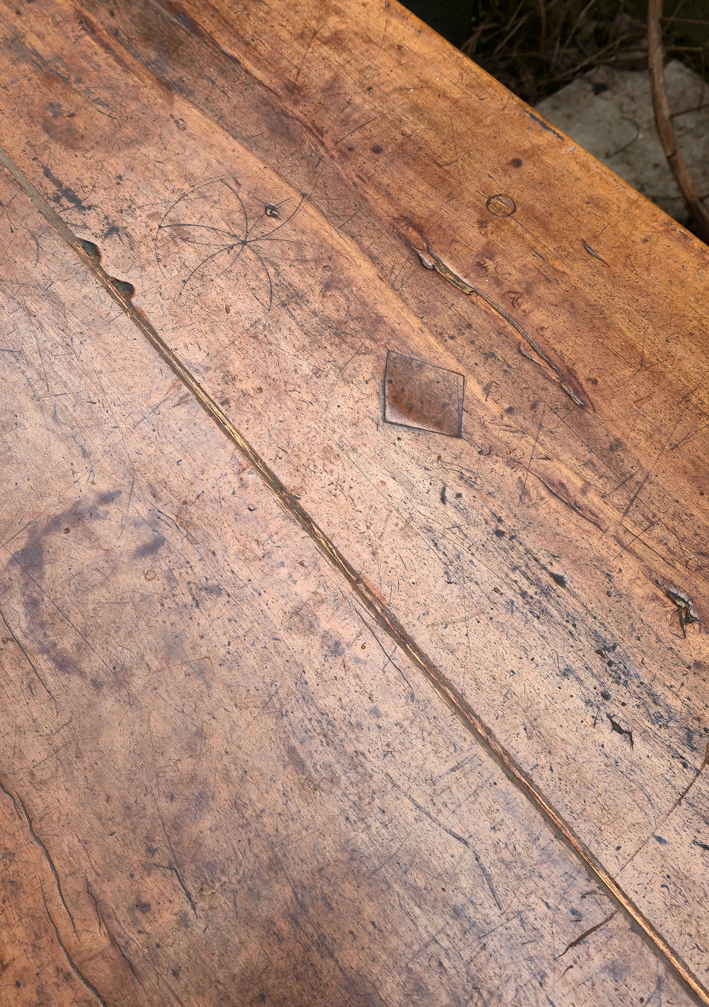 Tavolo Antico in Legno | TOP in Melo Massello - 187 cm - Raro