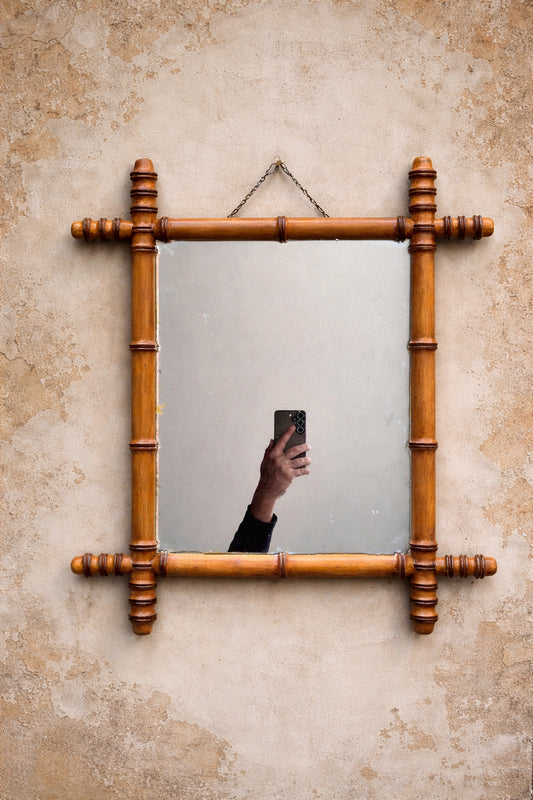 Specchio in Legno con effetto Bambù tipico dell'epoca | Francia, fine '800