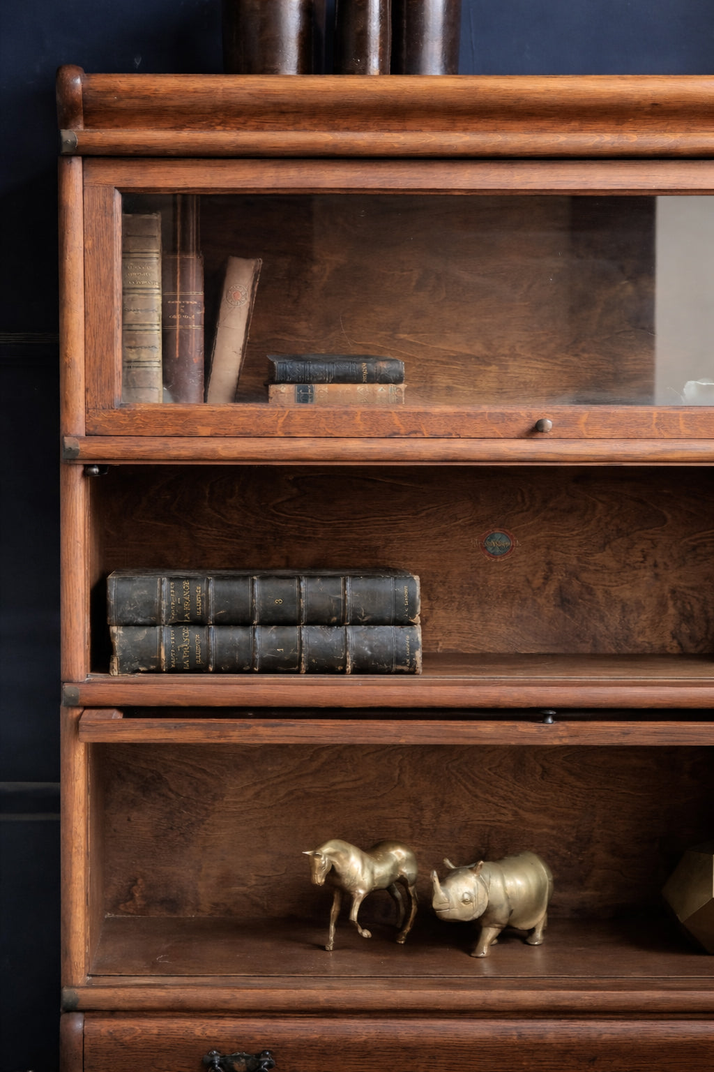 Libreria Modulare 'Globe Wernicke' Originale in Rovere con Ante a ribalta – Inghilterra 1920/40 Barrister Bookcase
