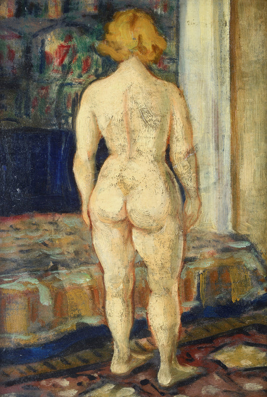 Antico Dipinto di Nudo di Donna dai Capelli Rossi | prima metà '900