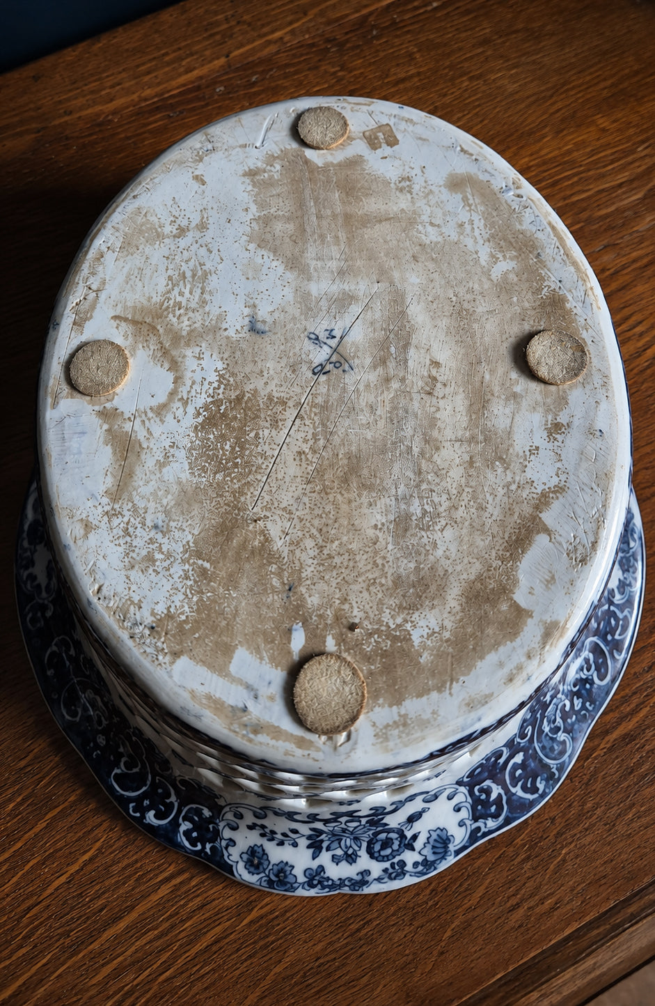 Ciotola / Cestino portafrutta inglese traforato in pearlware blu e bianca | circa 1800–1830