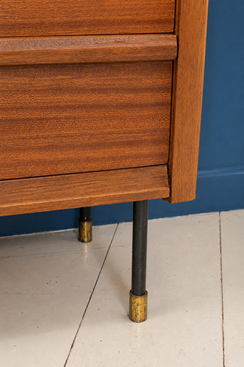 Credenza / Libreria Vintage in mogano a rigatino | Italia, anni ’50