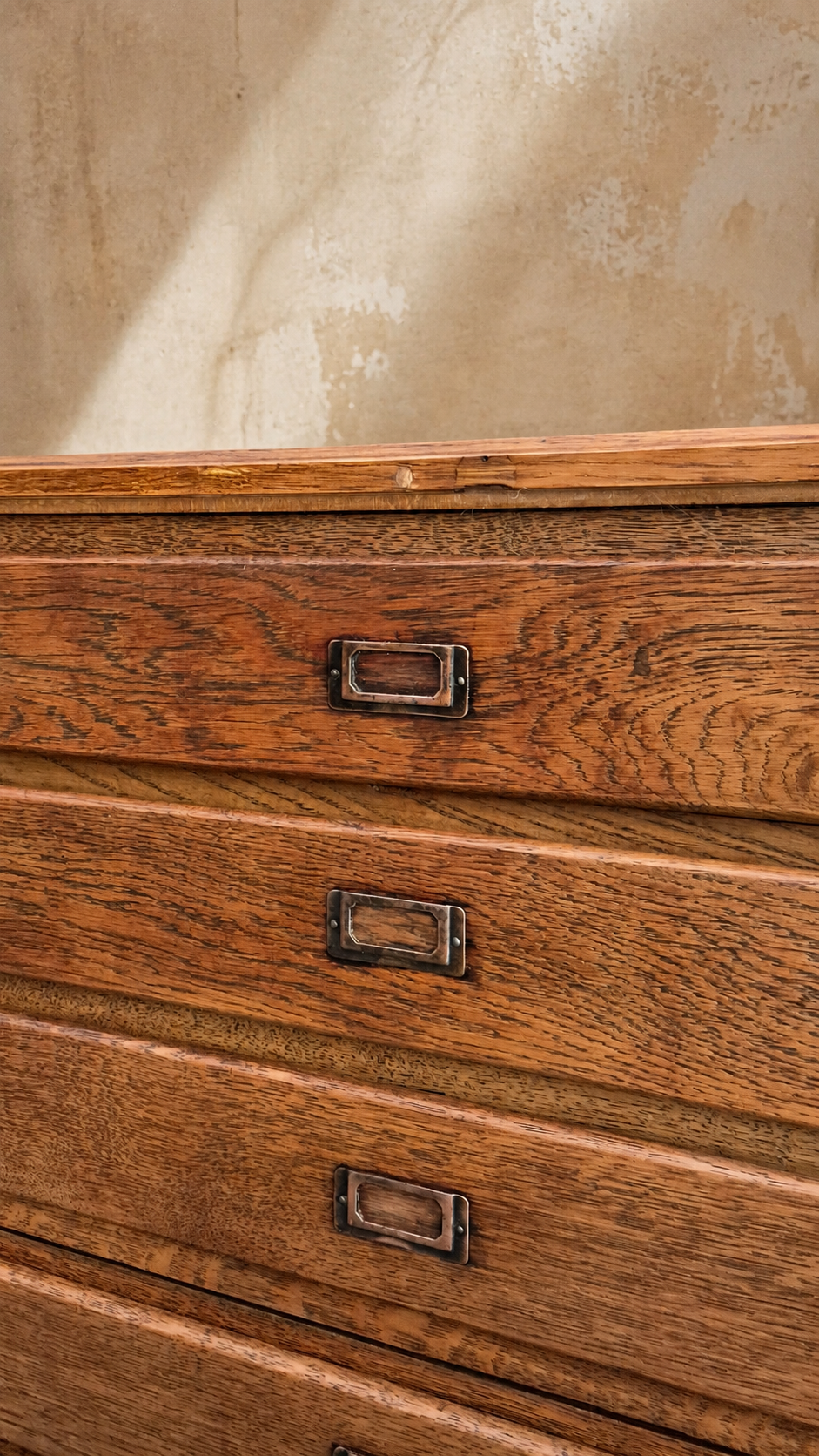 Cassettiera Antica da architetto in legno di rovere | UK, primi '900