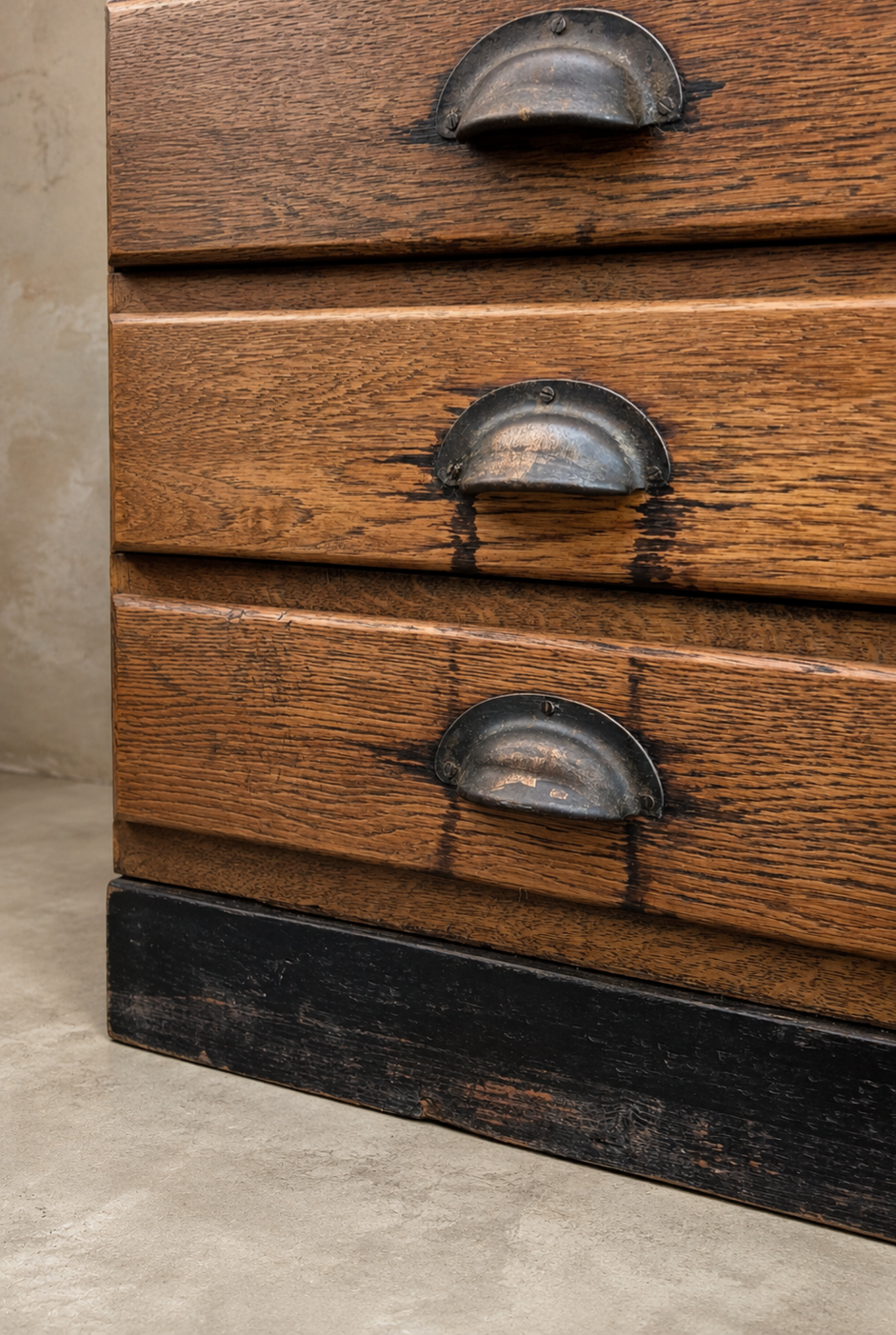 Cassettiera Antica da architetto in legno di rovere | UK, primi '900