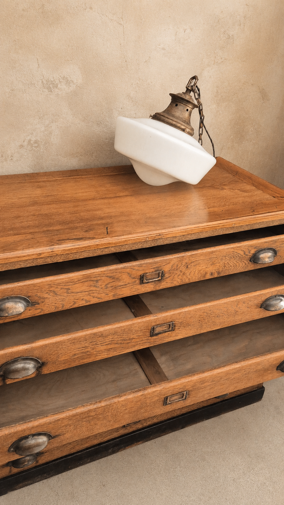 Cassettiera Antica da architetto in legno di rovere | UK, primi '900
