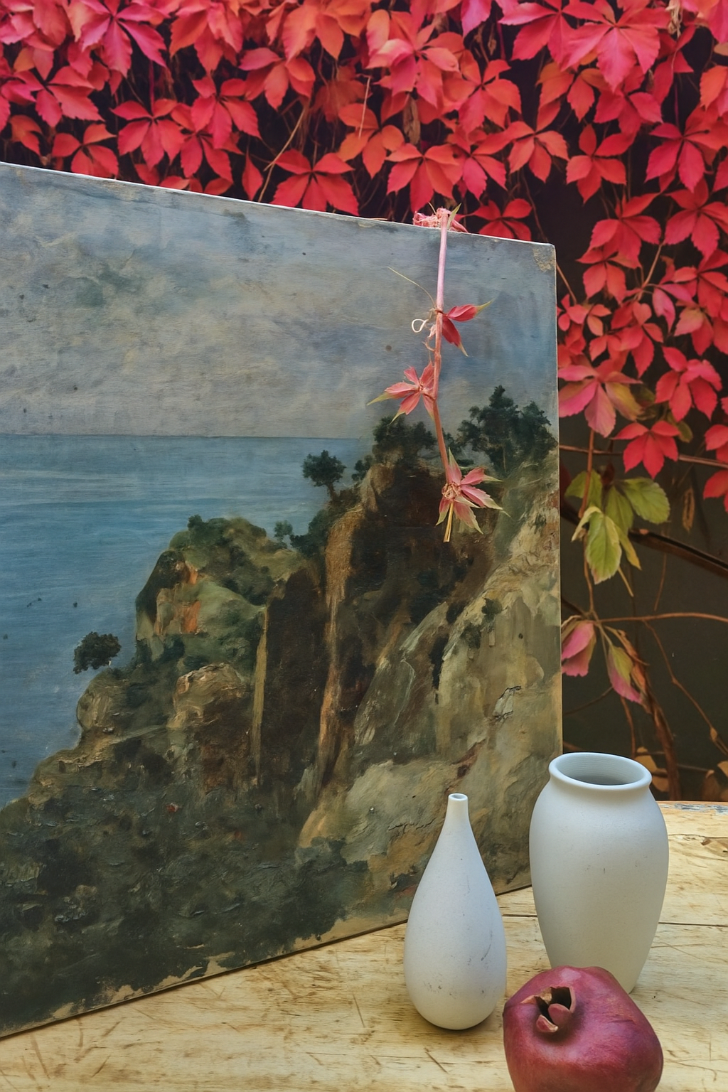 Dipinto Antico a Olio di paesaggio Costiera | Monte Carlo, 1896