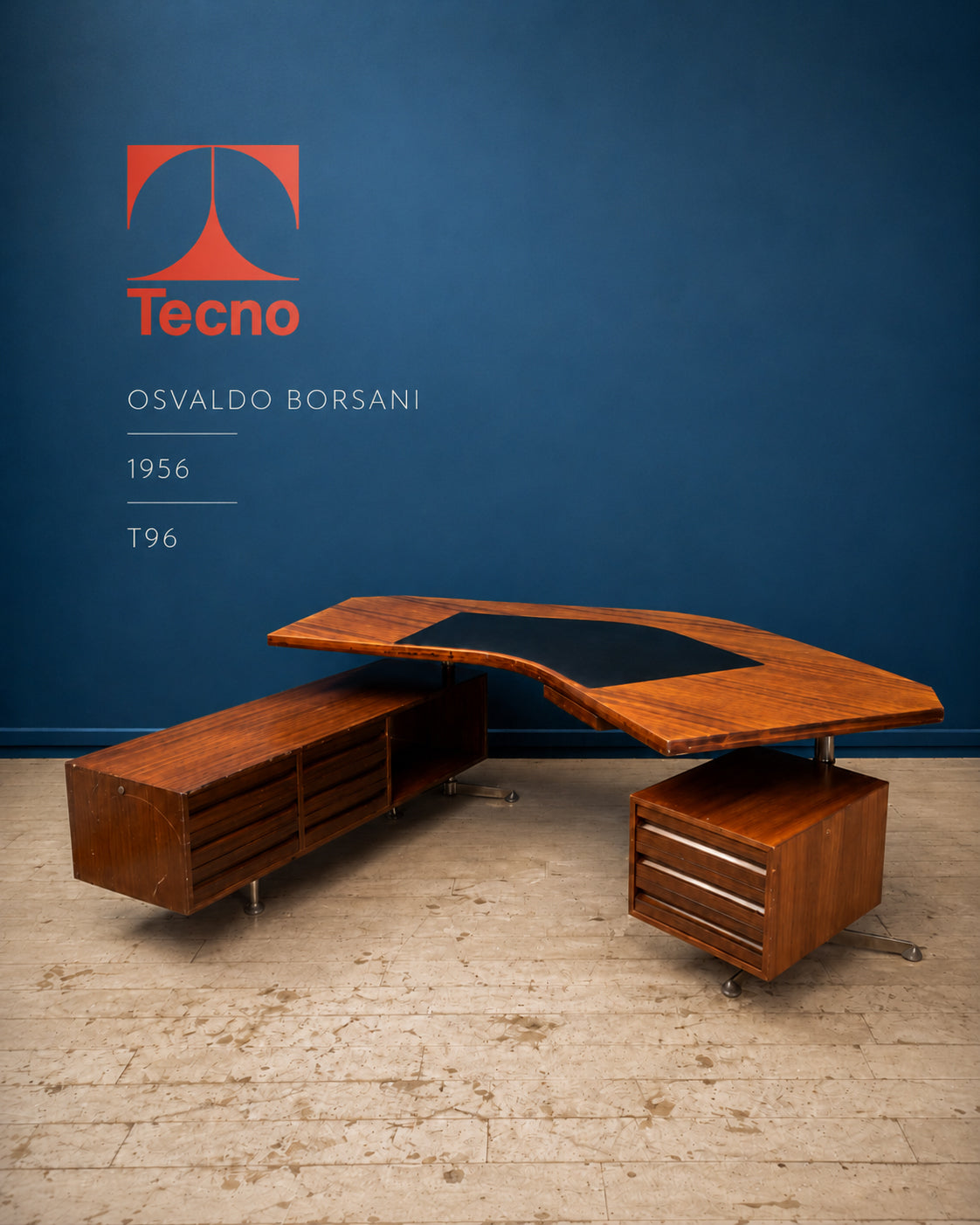 Scrivania direzionale T96 “Boomerang” di Osvaldo Borsani per Tecno, anni ’60